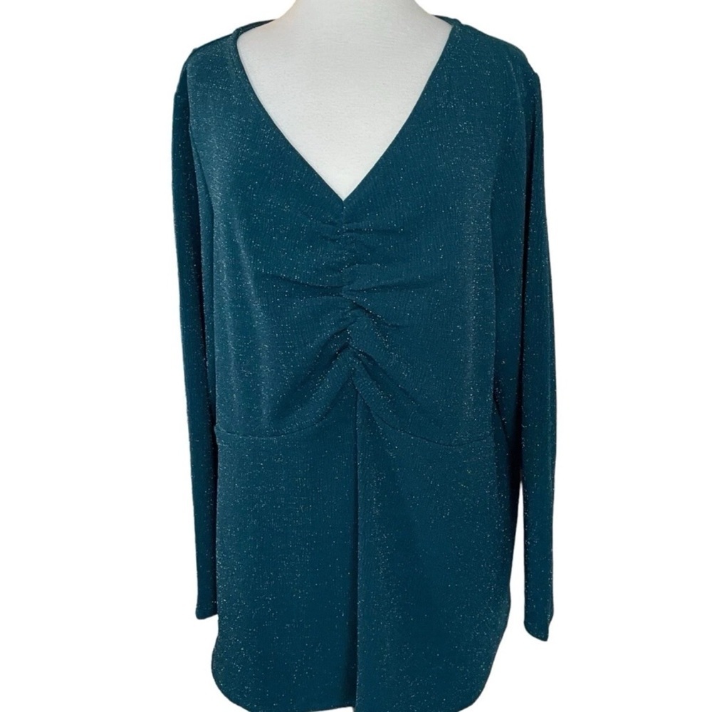 Lane Bryant Tunic Illusion Collection Green Silver Specks Womens Size 22/24 NWT